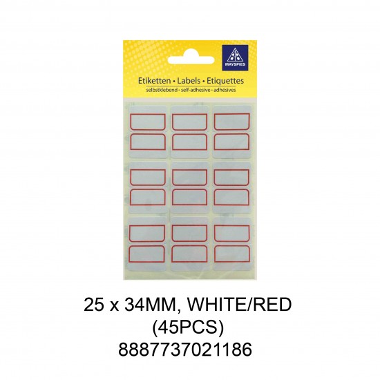 MAYSPIES MS-FLAG WITH PERFORATION COLOUR LABEL / 5 SHEETS/PKT / 45PCS / 25X34MM WHITE/RED